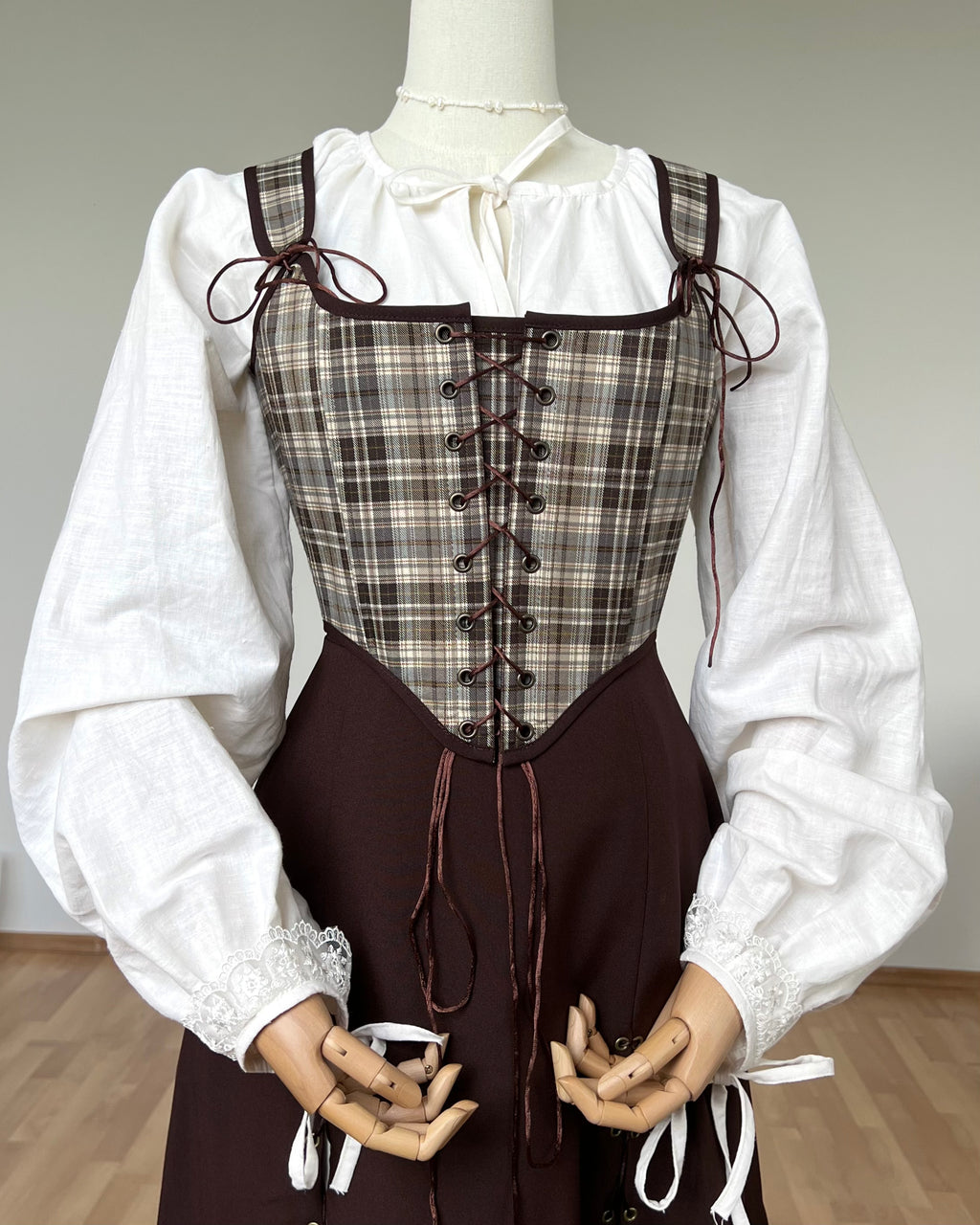 Reversible Brown Plaid Corset