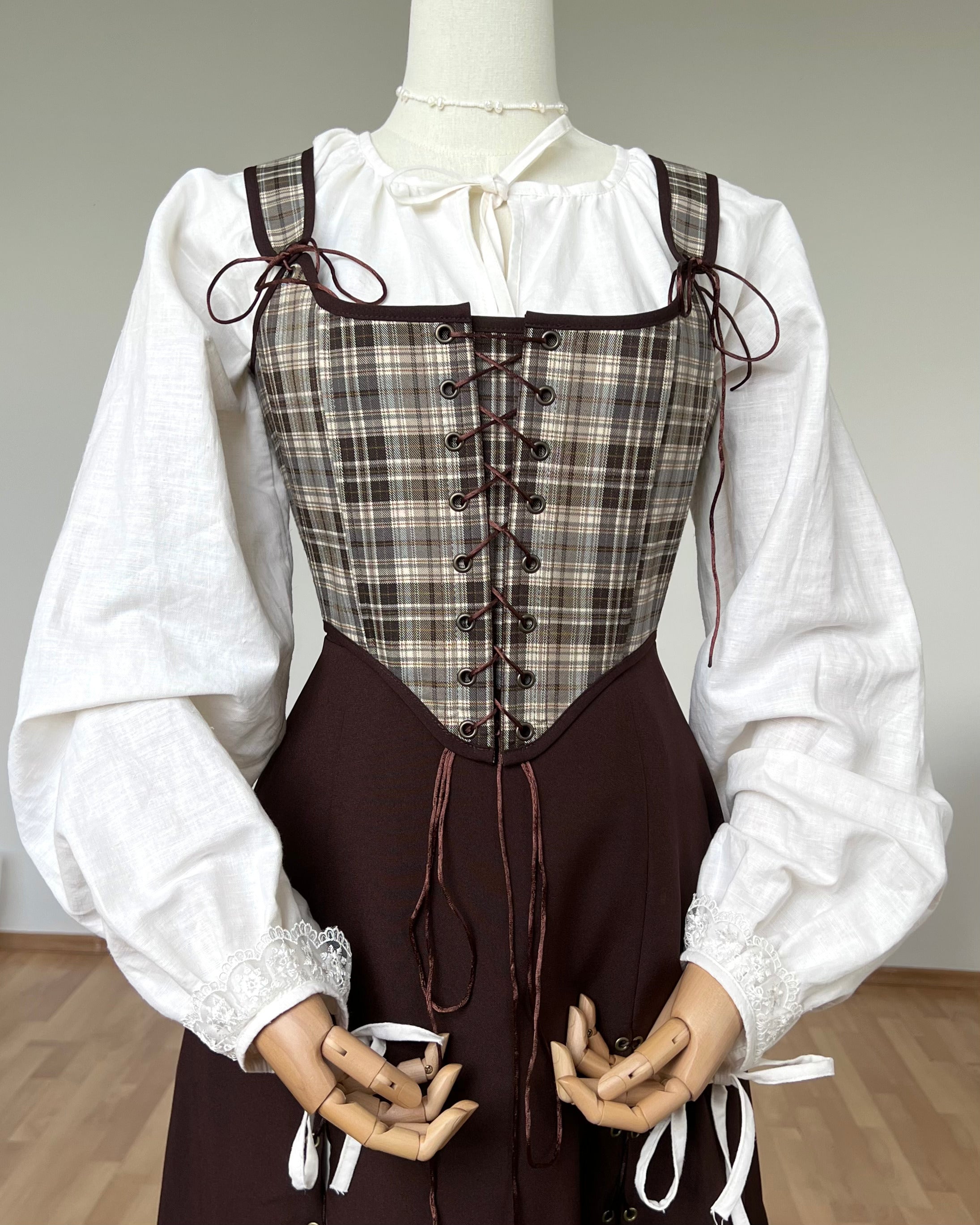 Reversible Brown Plaid Corset