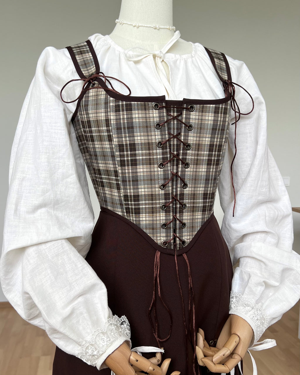 Reversible Brown Plaid Corset