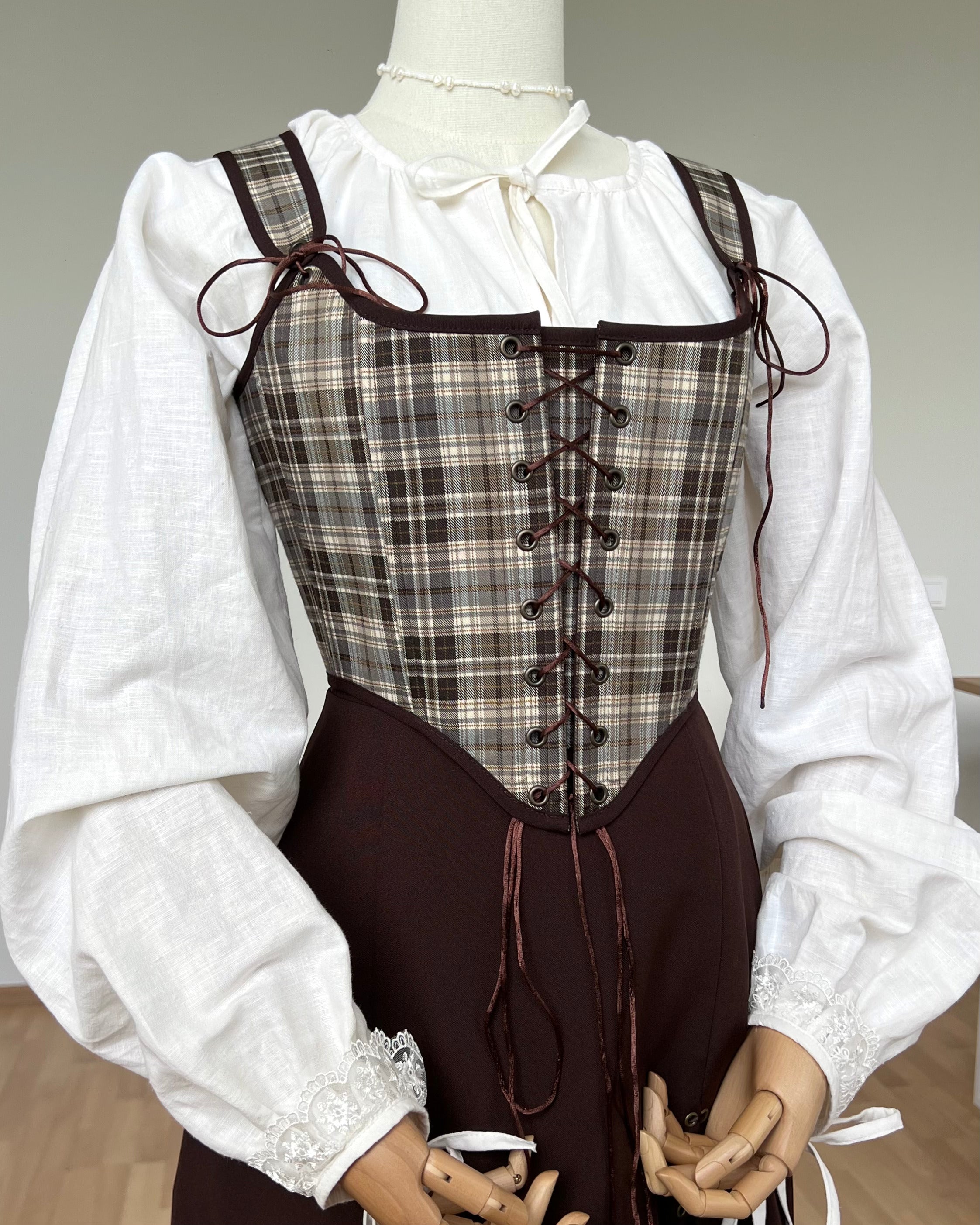 Reversible Brown Plaid Corset