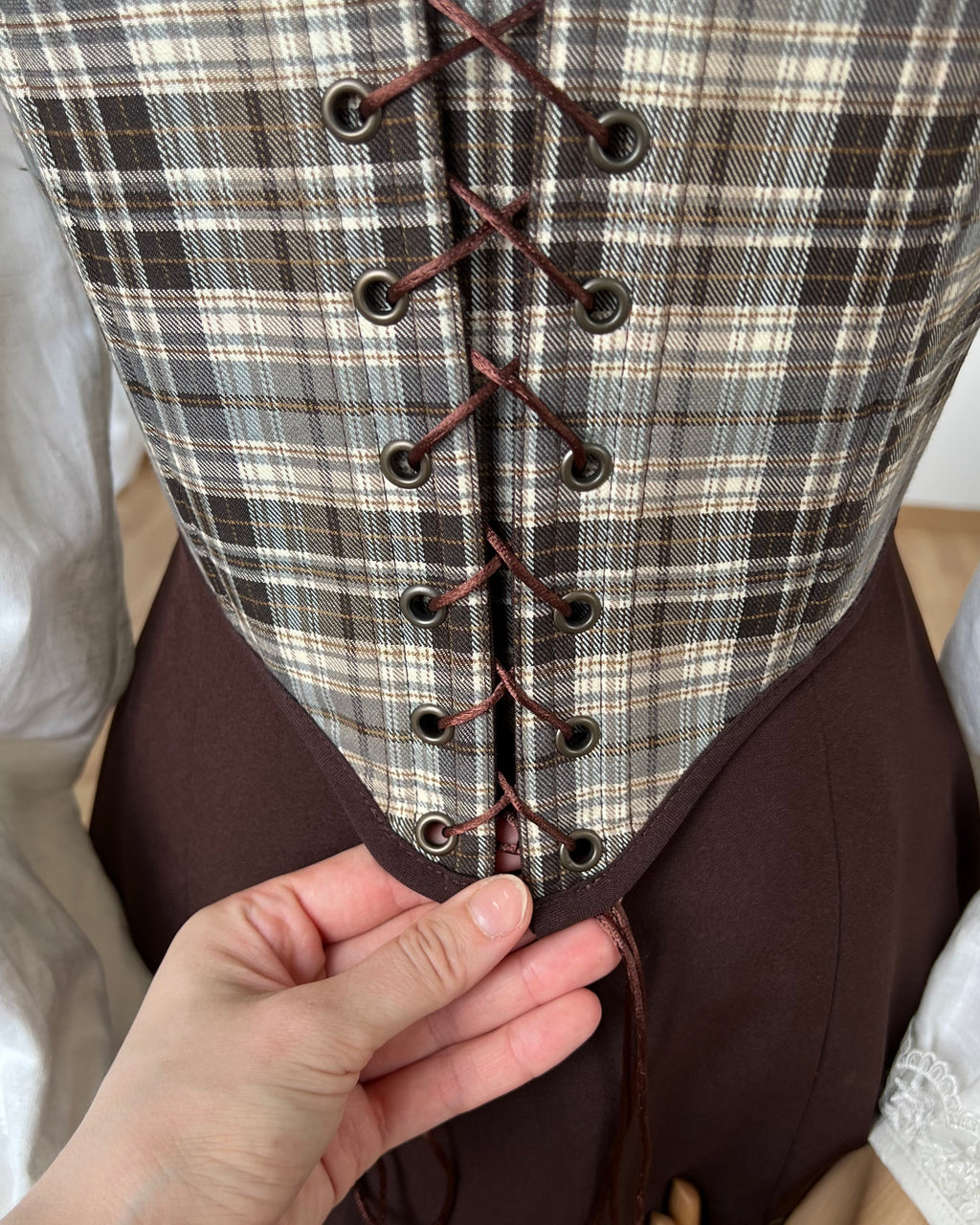 Reversible Brown Plaid Corset