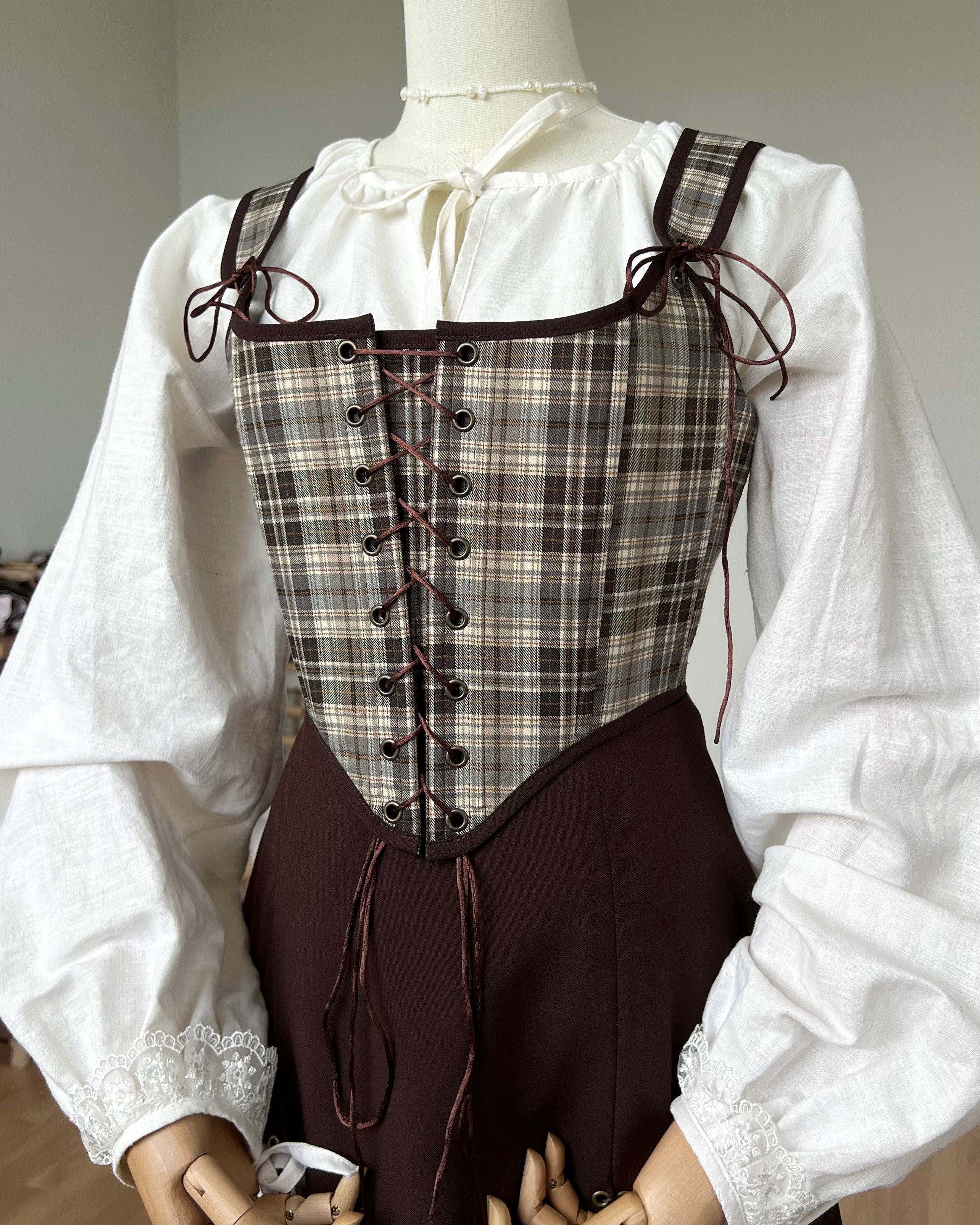 Reversible Brown Plaid Corset