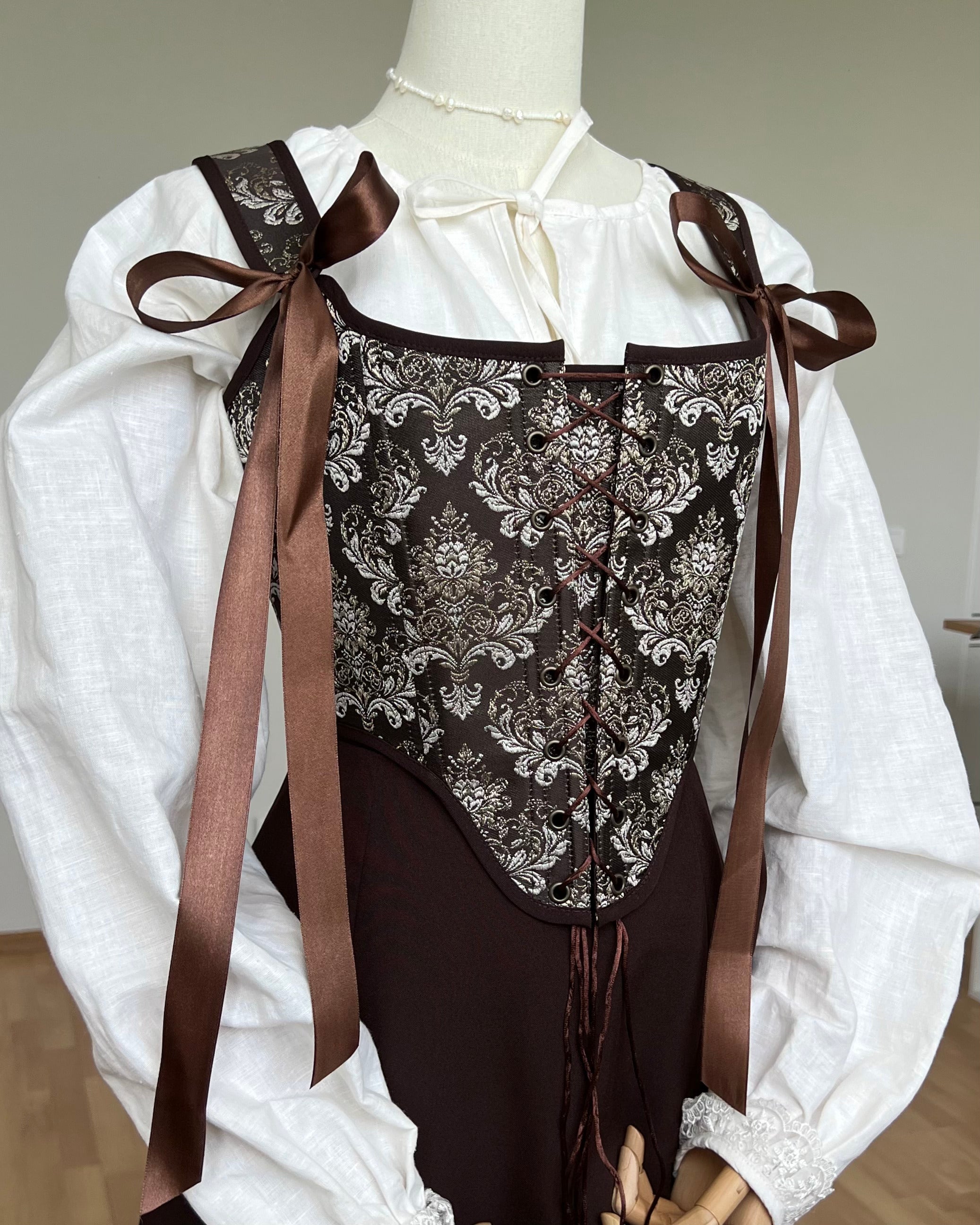 Reversible Brown Brocade Corset