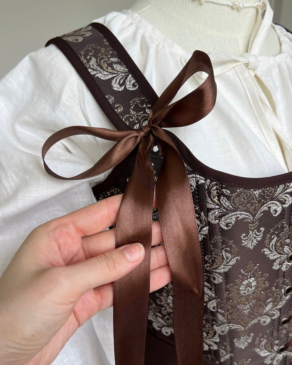 Reversible Brown Brocade Corset