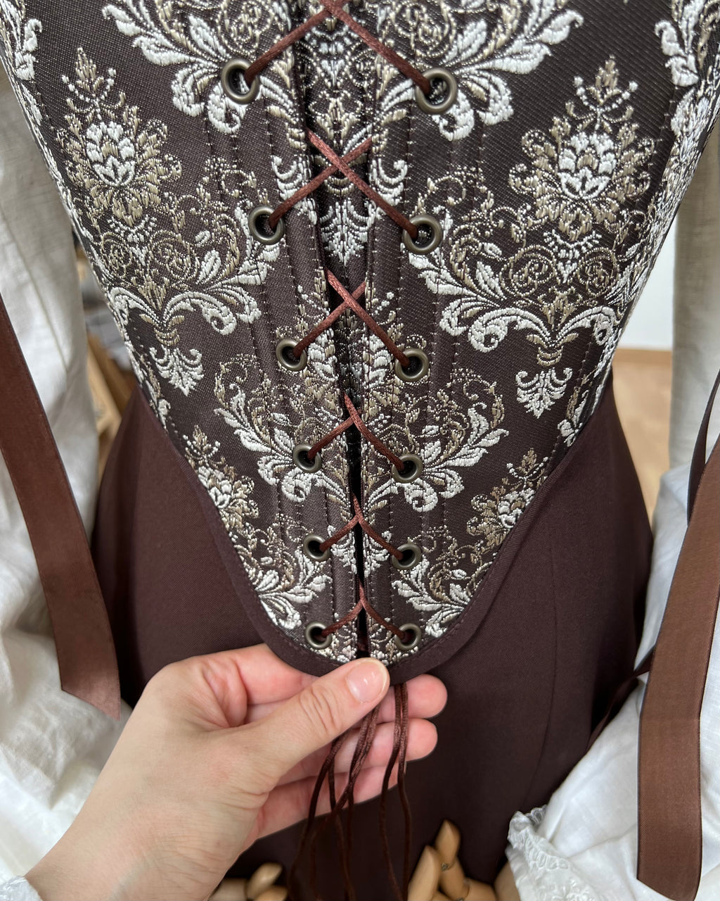 Reversible Brown Brocade Corset