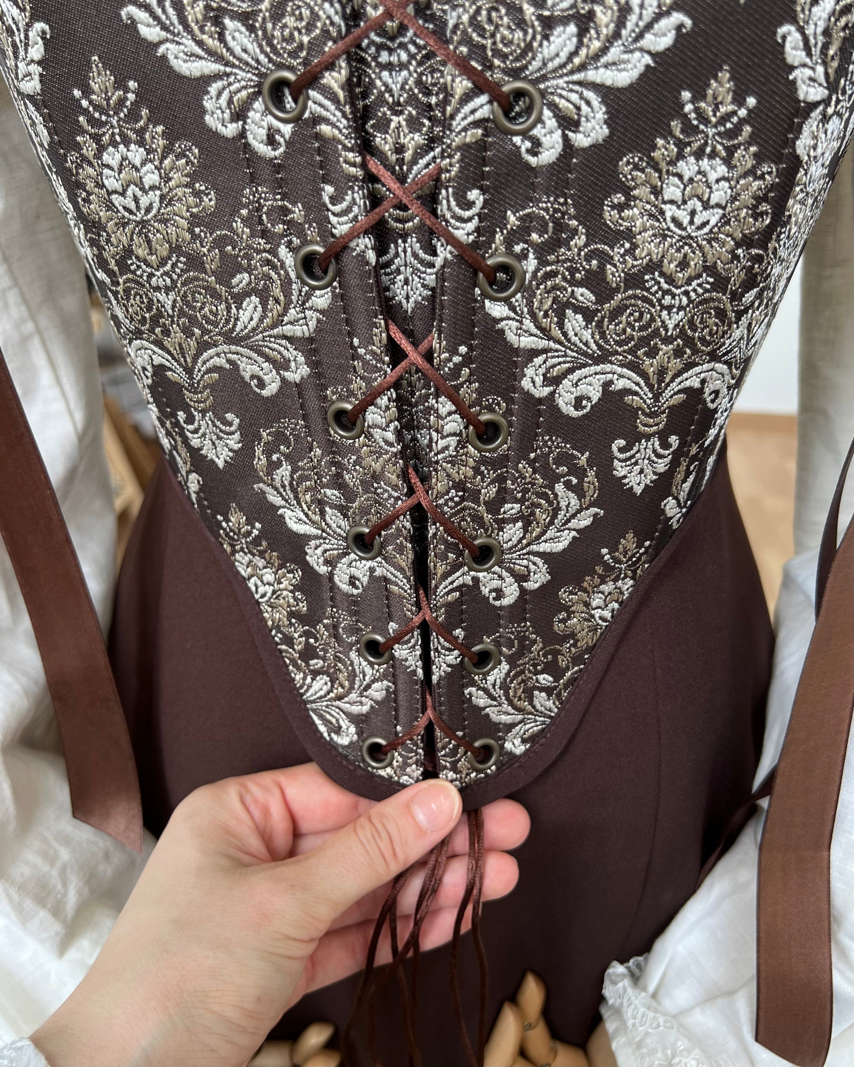Reversible Brown Brocade Corset