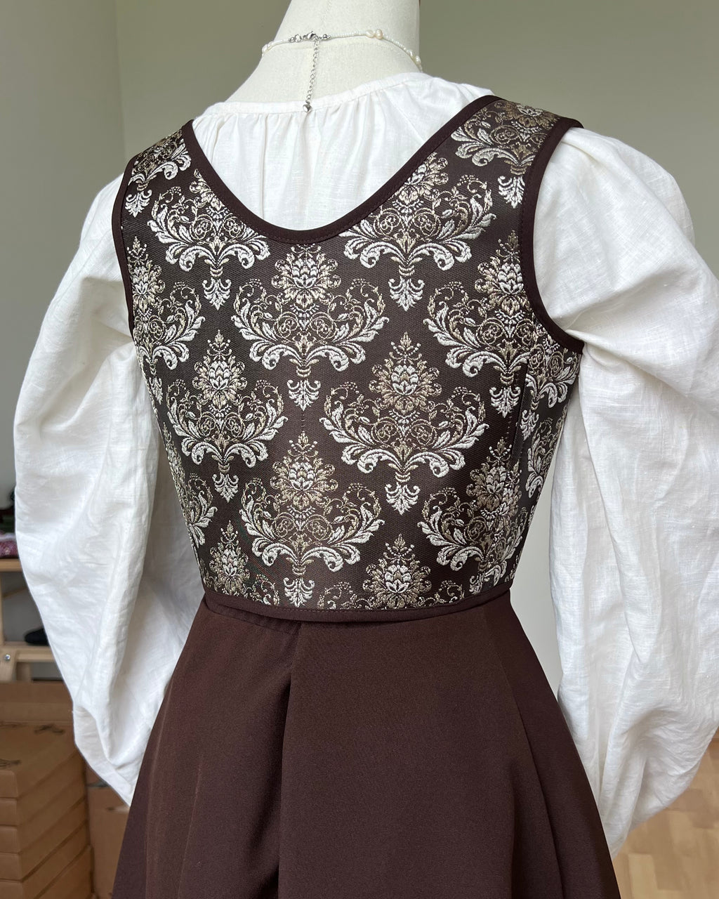 Reversible Brown Brocade Corset