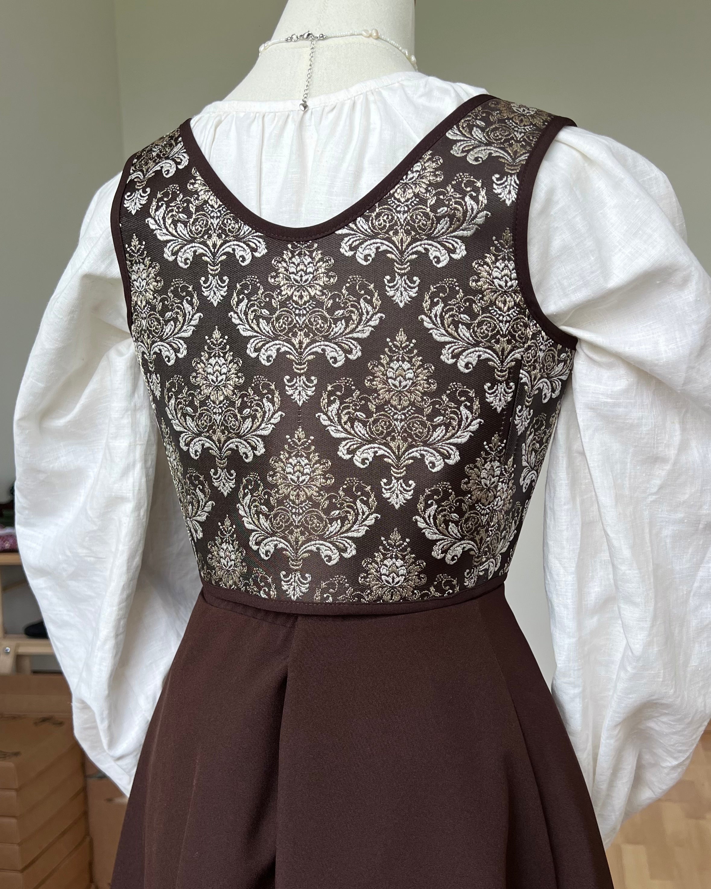 Reversible Brown Brocade Corset
