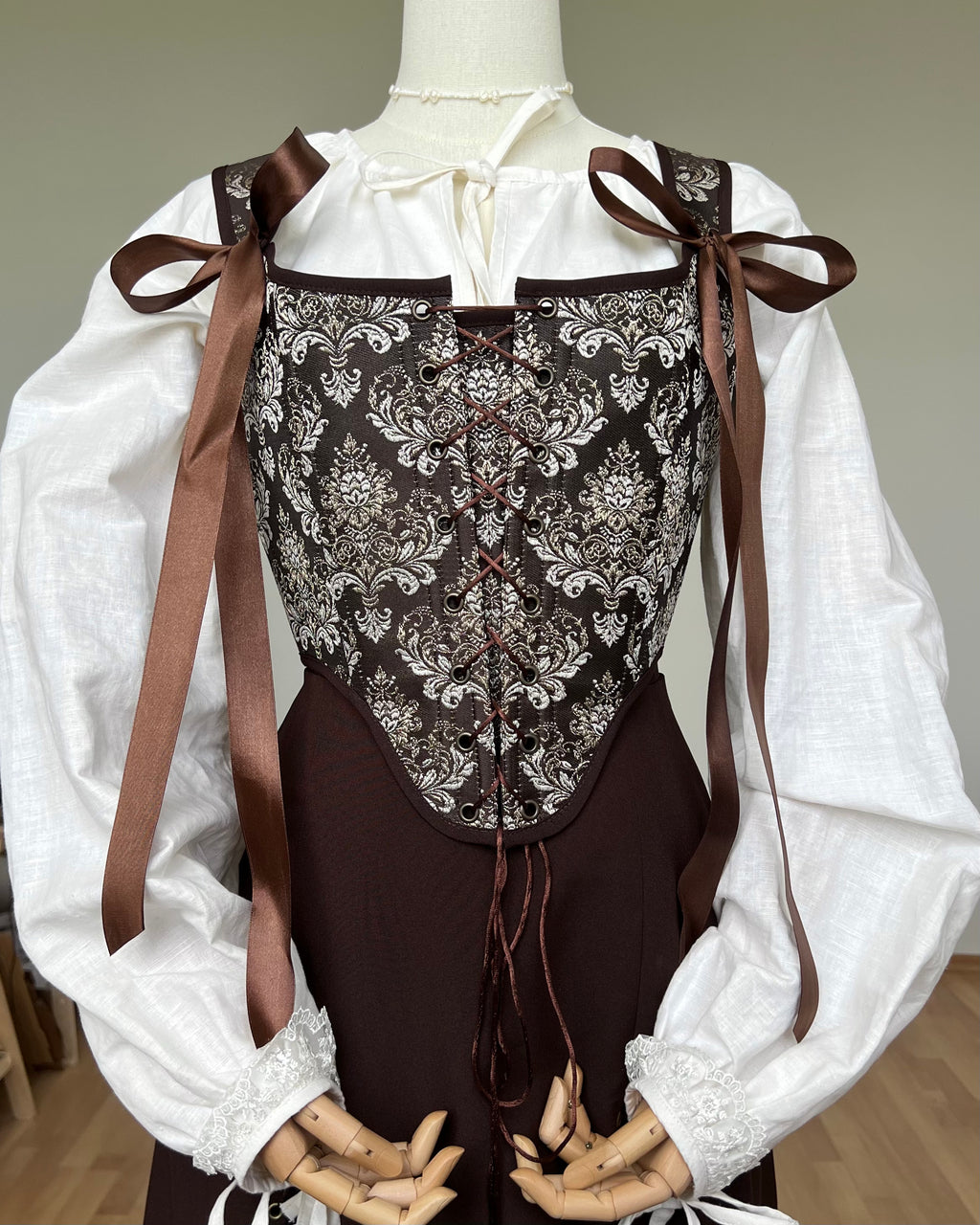 Reversible Brown Brocade Corset