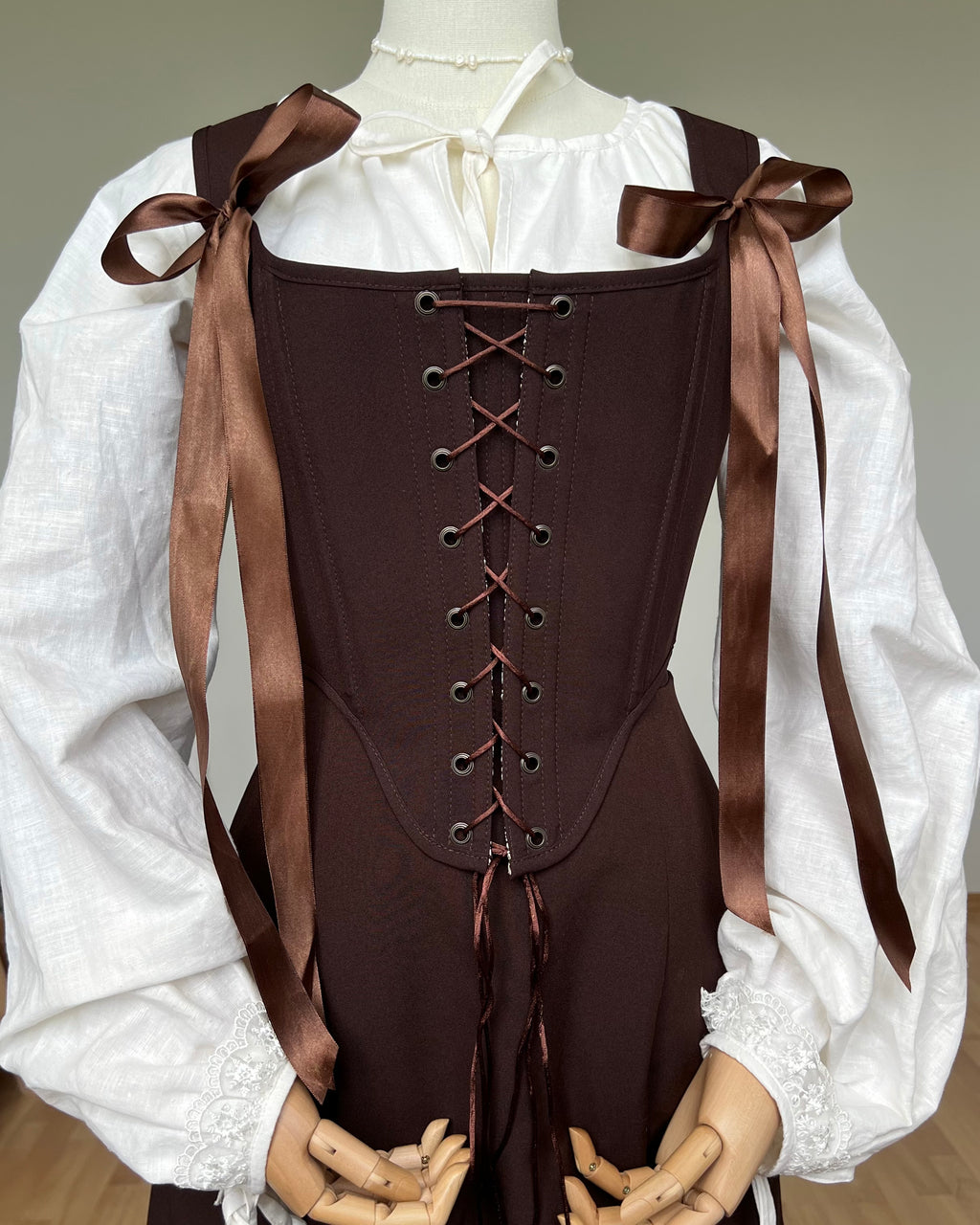 Reversible Brown Brocade Corset