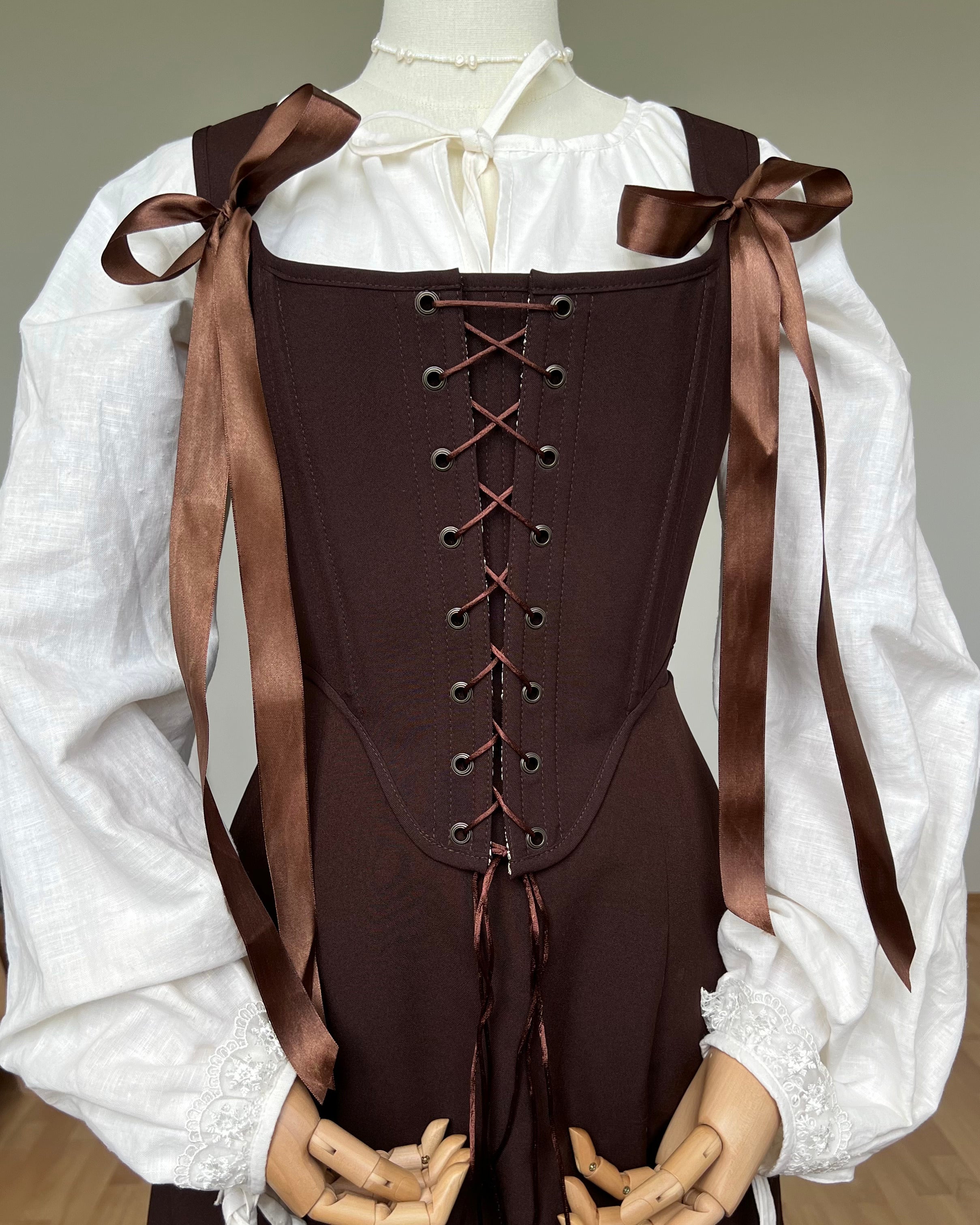 Reversible Brown Brocade Corset