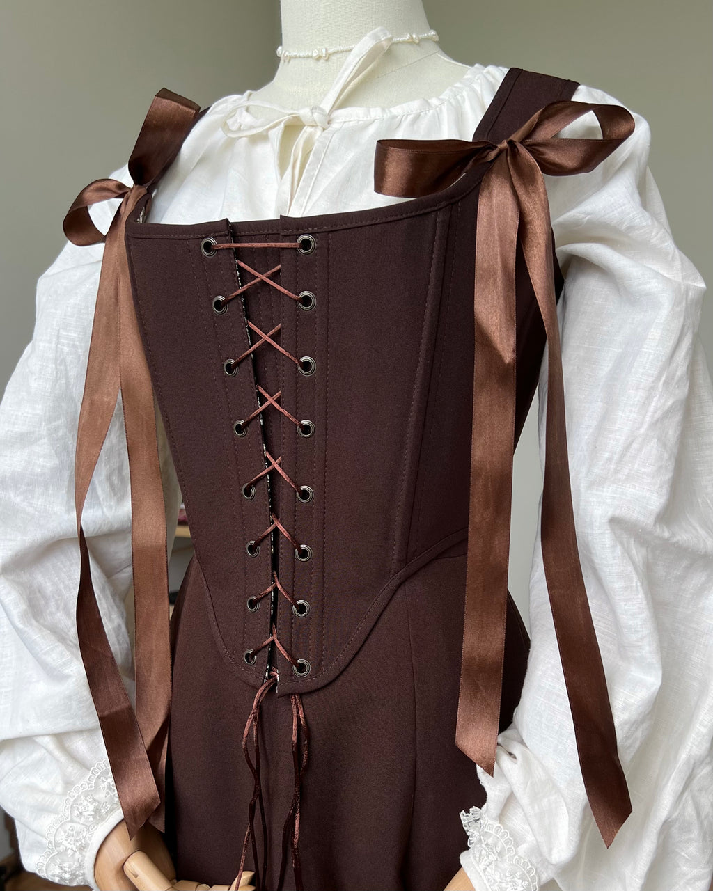 Reversible Brown Brocade Corset