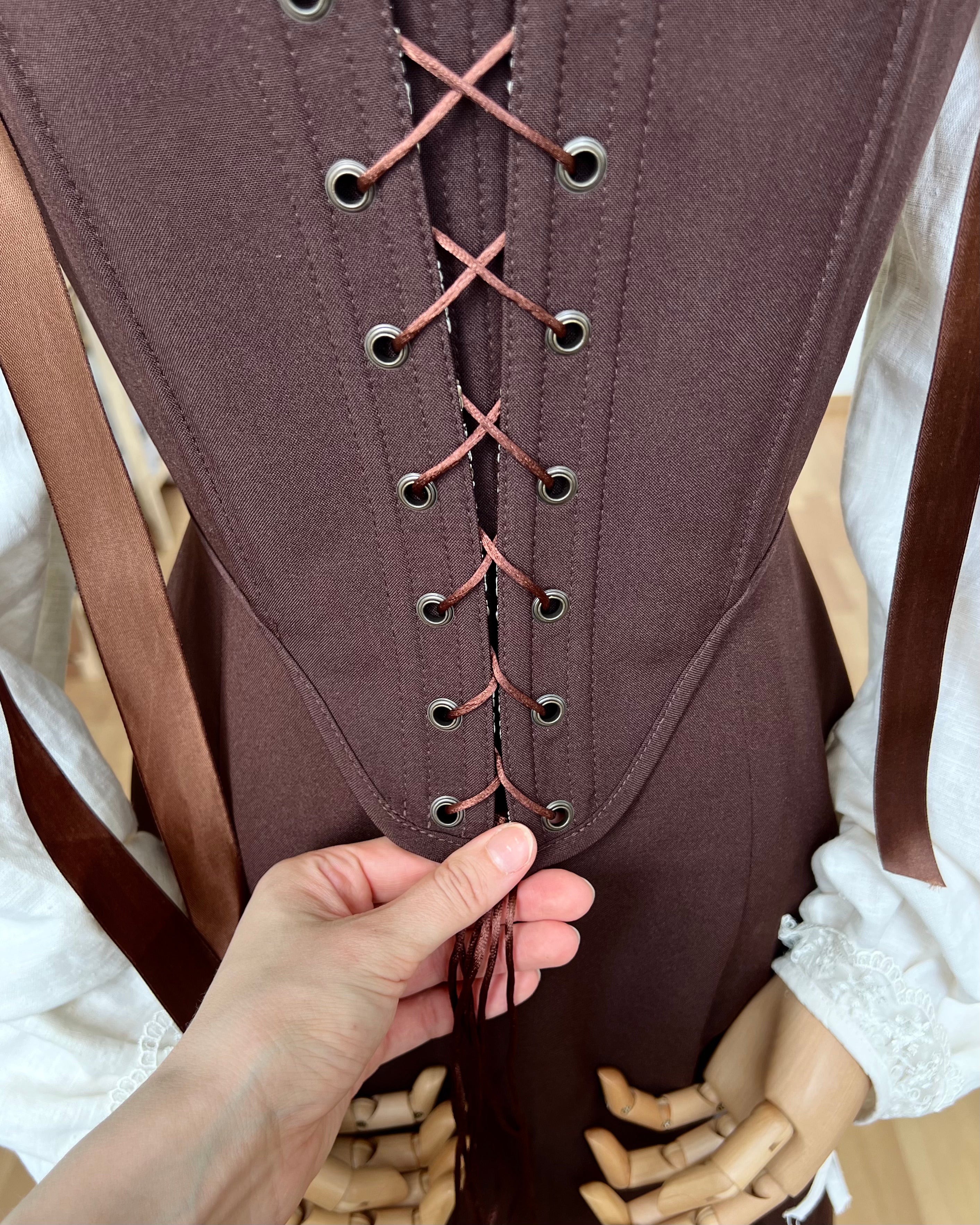 Reversible Brown Brocade Corset