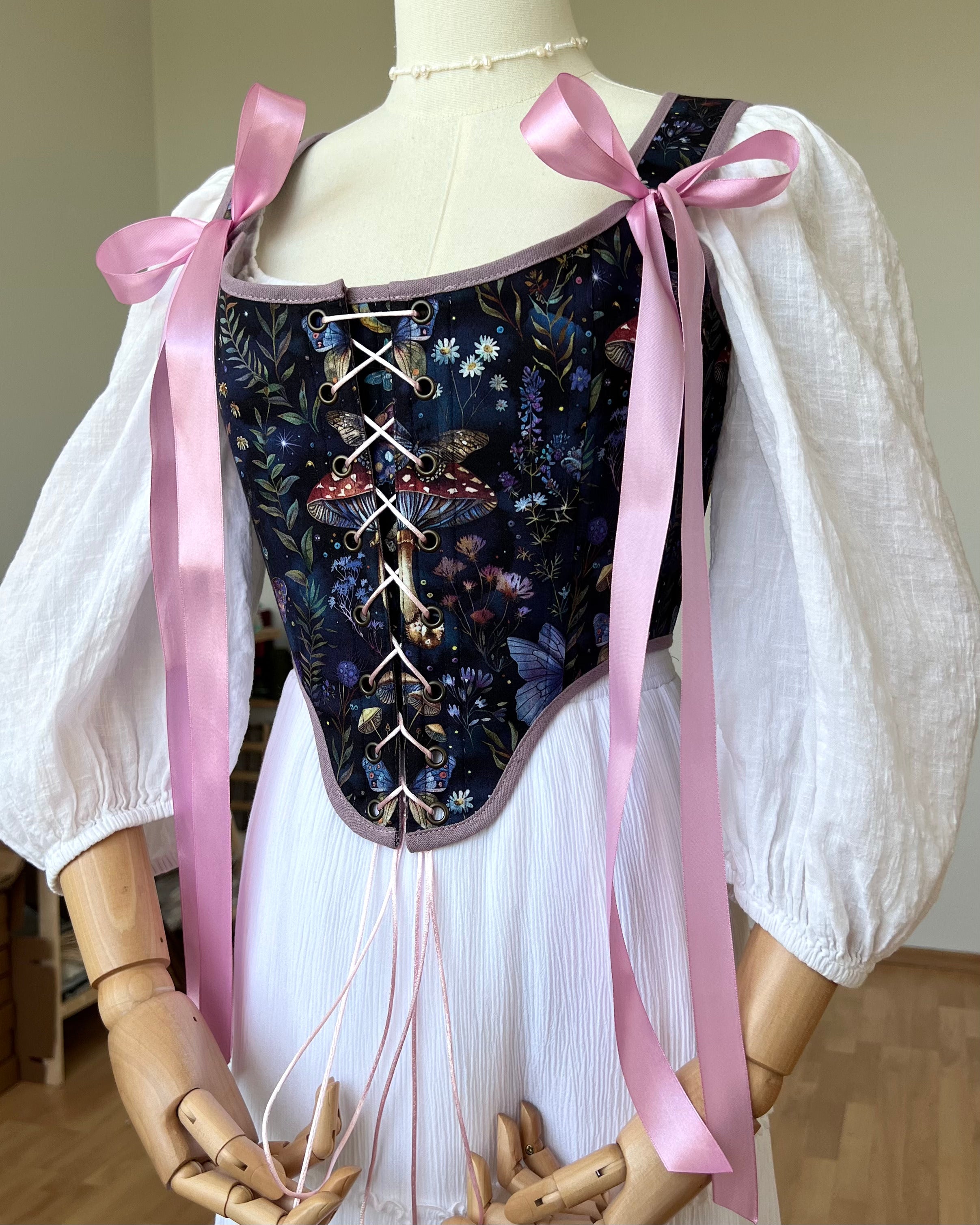 Reversible Lavender Mushroom Corset