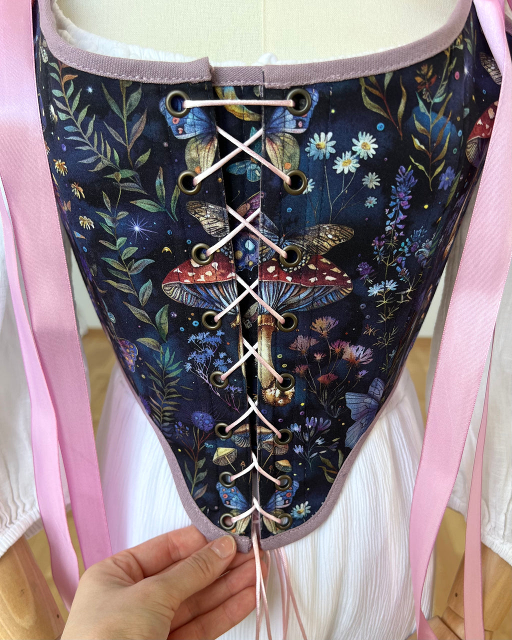Reversible Lavender Mushroom Corset