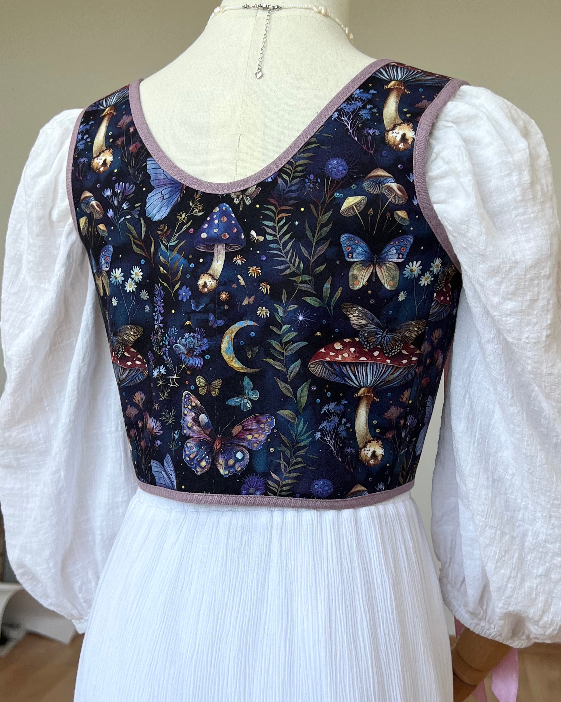 Reversible Lavender Mushroom Corset