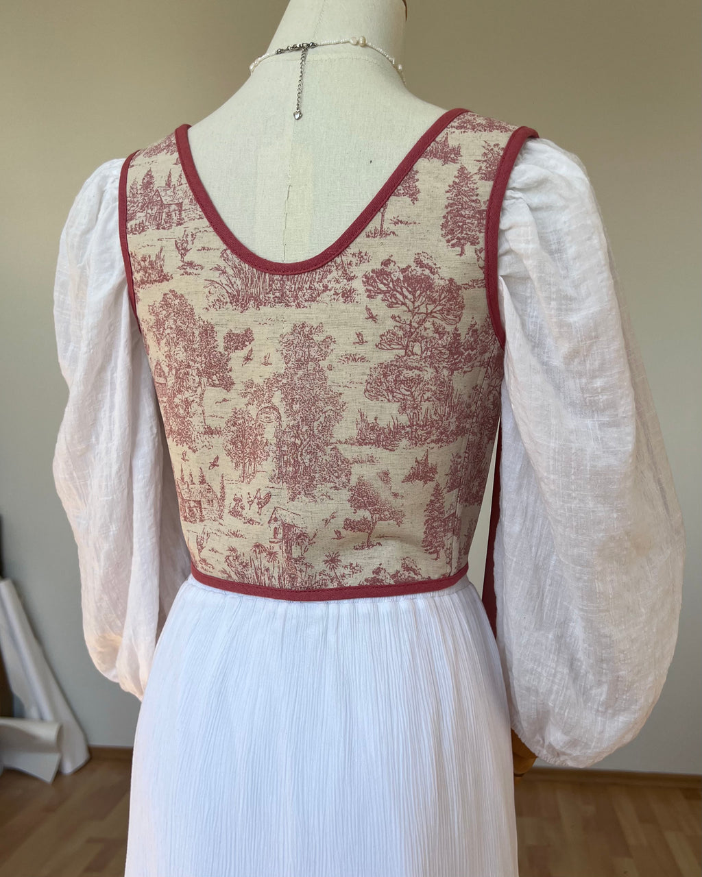 Reversible Pink Toile de Jouy Corset