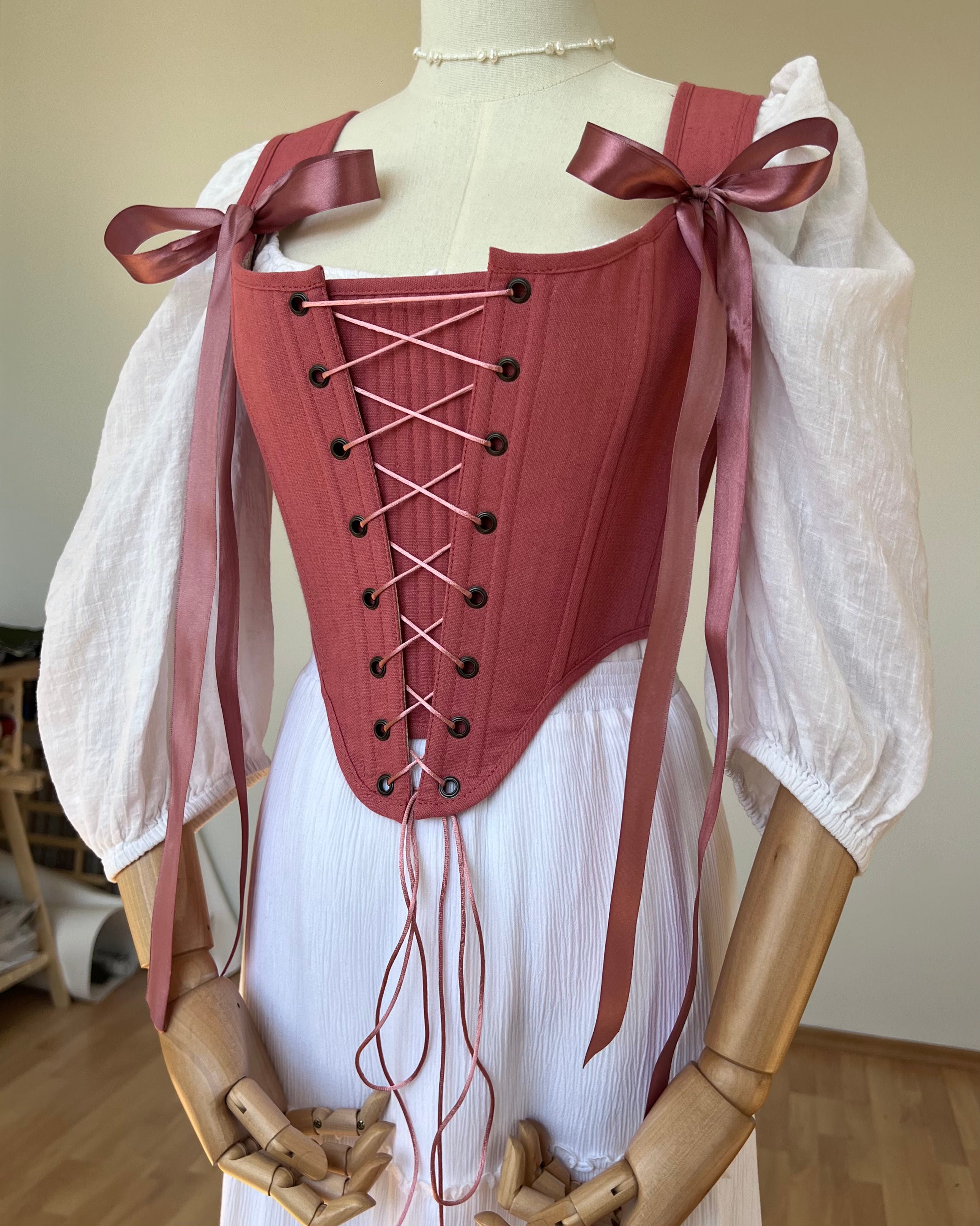 Reversible Pink Toile de Jouy Corset