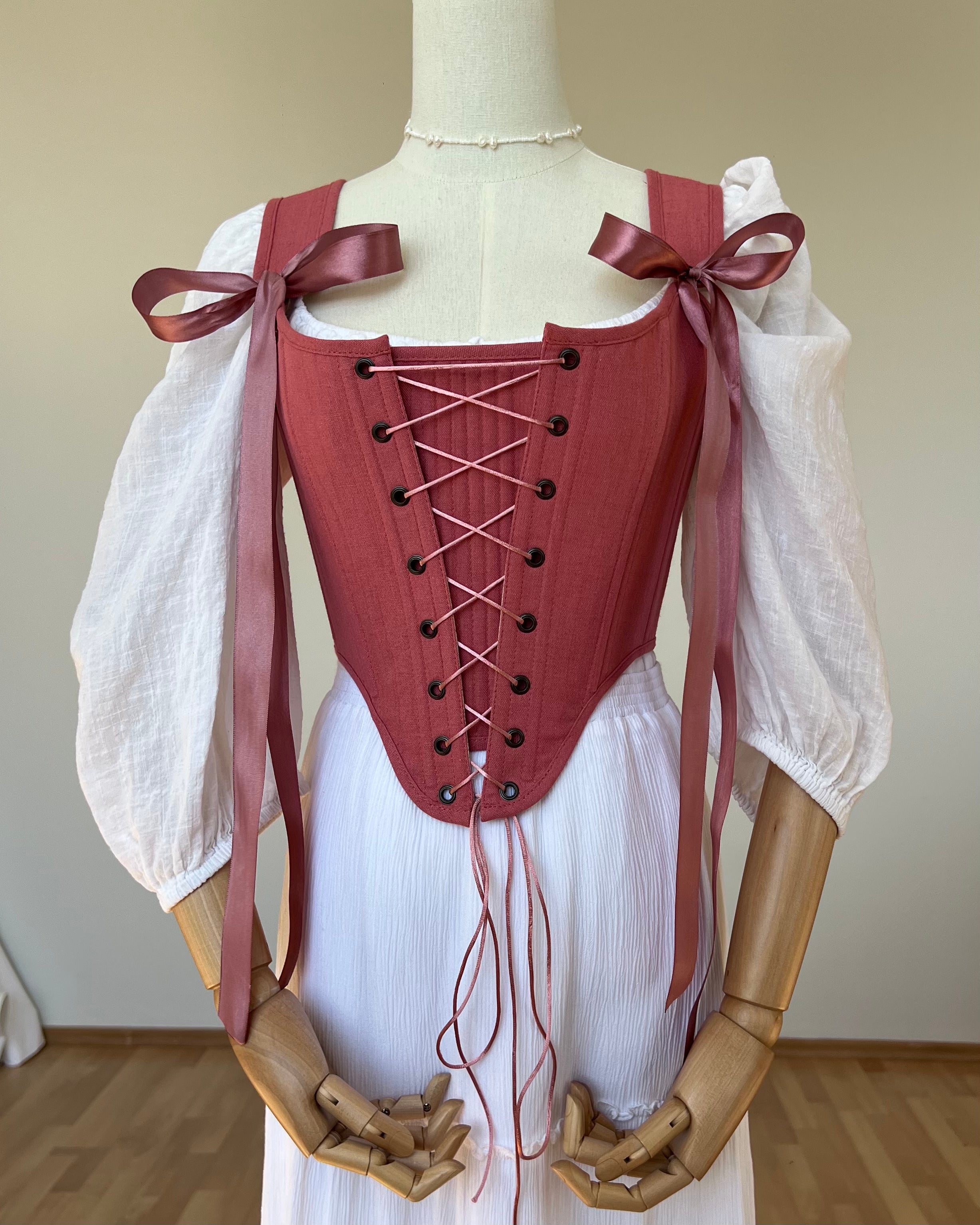 Reversible Pink Toile de Jouy Corset