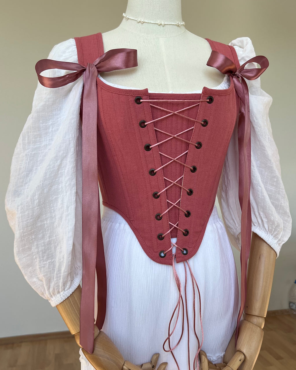 Reversible Pink Toile de Jouy Corset