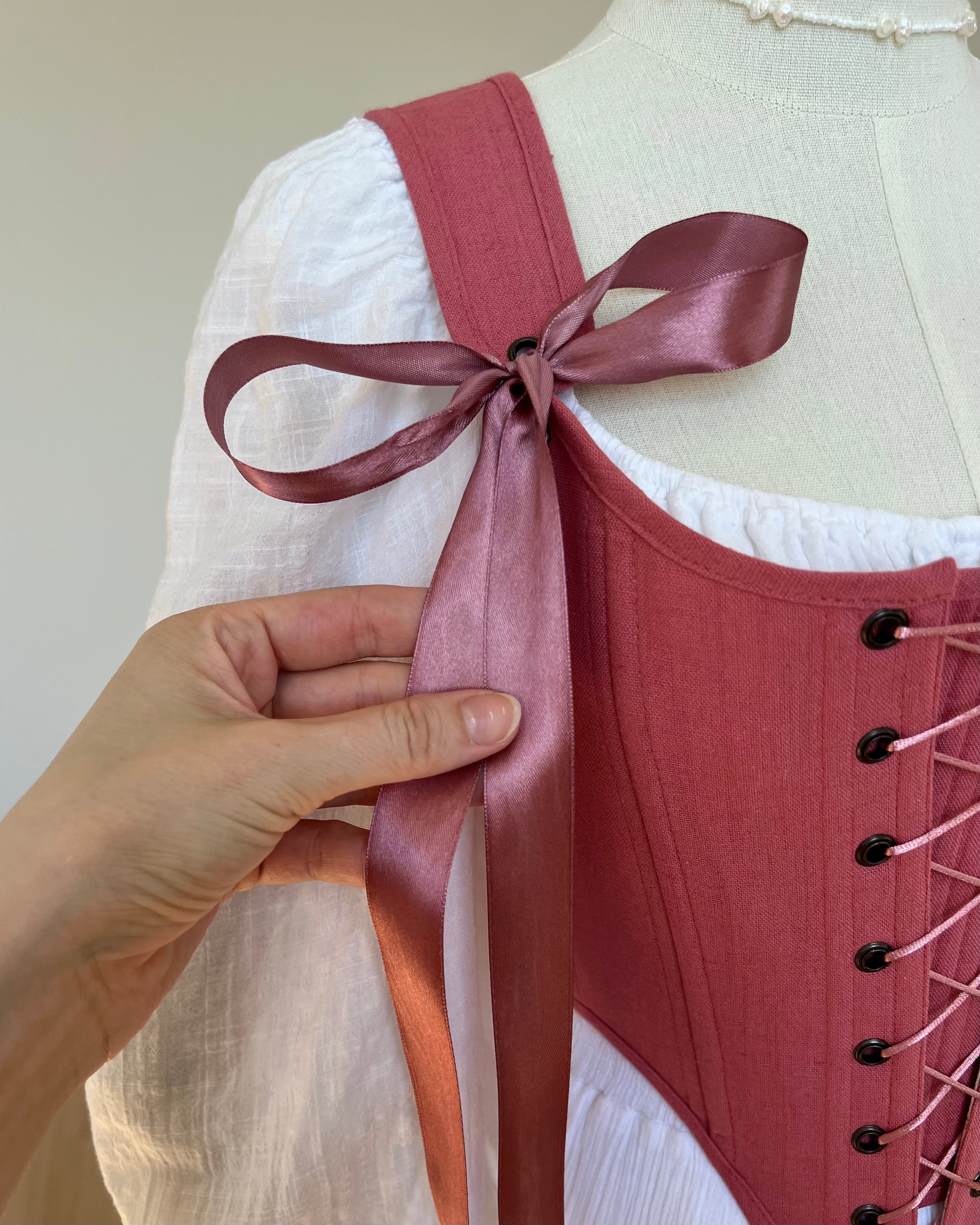 Reversible Pink Toile de Jouy Corset