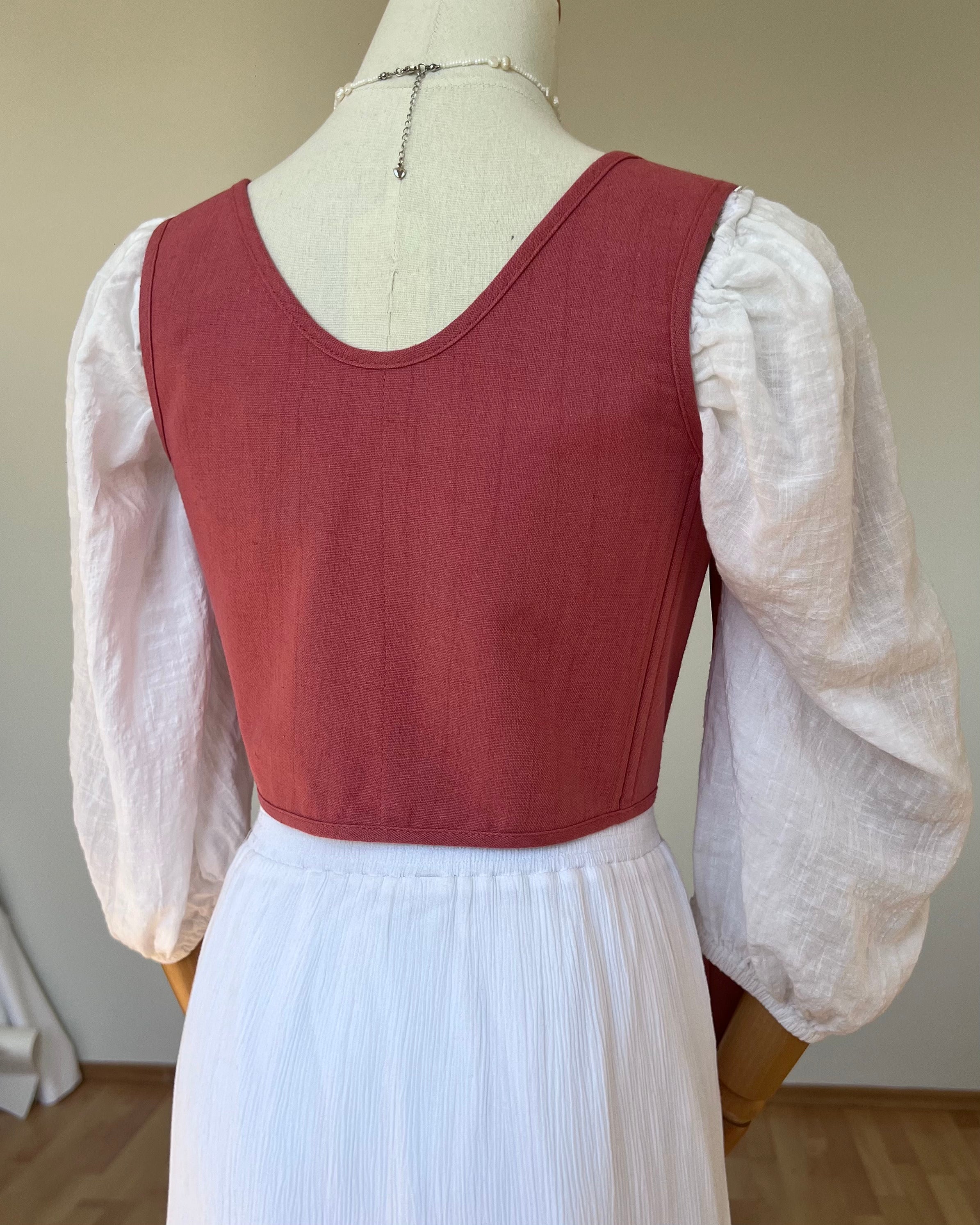 Reversible Pink Toile de Jouy Corset